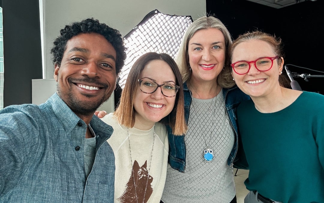 Dr. Laura Kabiri and 3 Rice Digital Learning Team members at Interview posing for photo